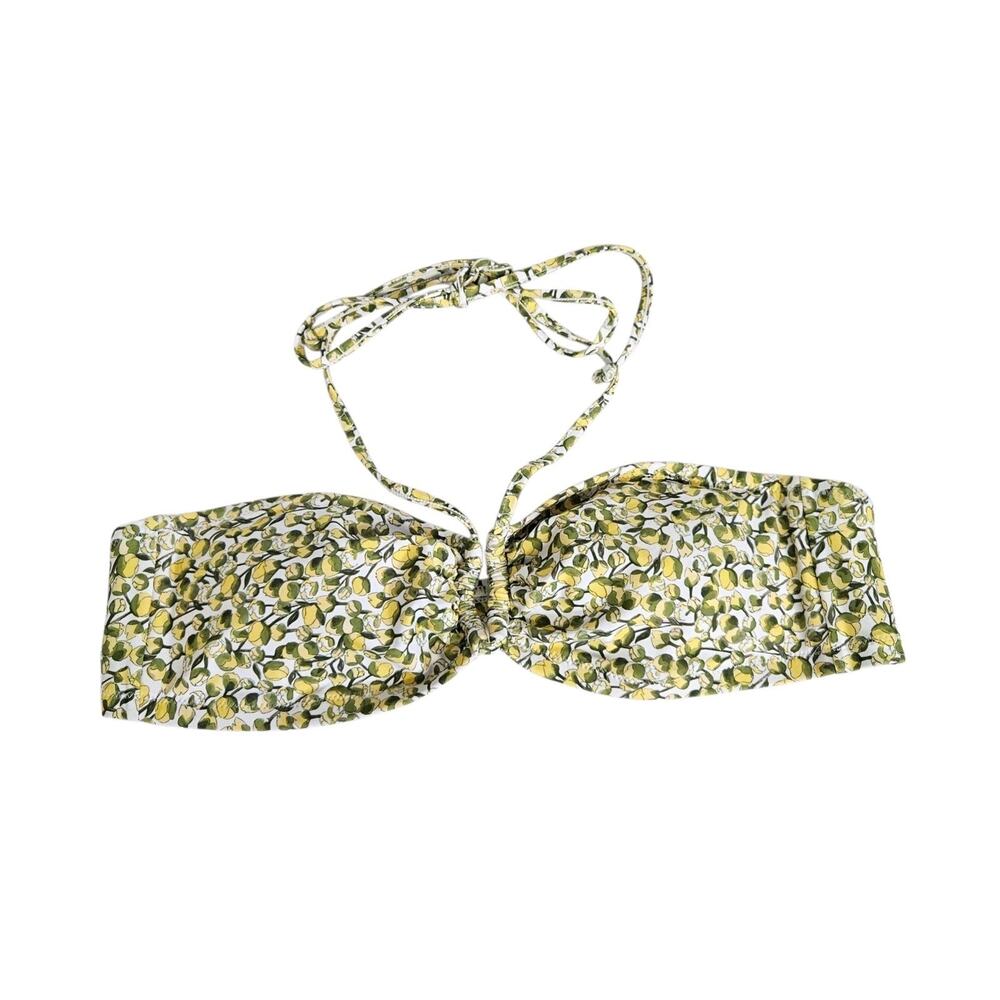 J.Crew Liberty London Eliza Yellow White Floral Halter Neck Bikini Top Large NWT